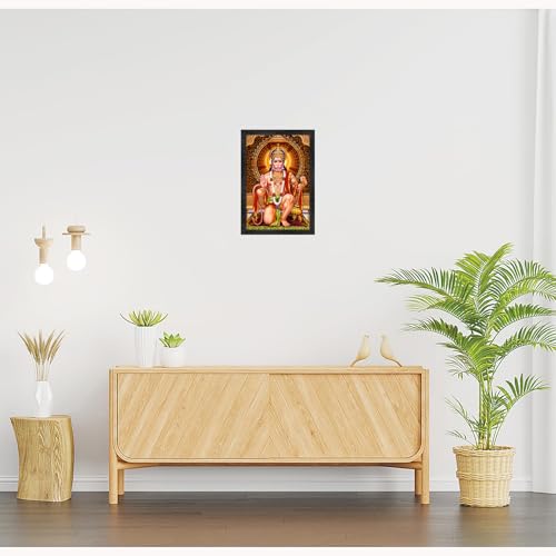 Image of Hanuman Ji hanumanji Photo Frame, Black, Sparkle Coated Laminations, 14x20 Inch 2304