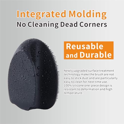 Image of Silicone Face Scrubber,Manual Exfoliating Brush,Handheld Facial Cleansing Brush for Women Men-Blackhead Removing Pore Cleansing Massaging for Sensitive, Delicate, Dry Skin (Black+Gray)