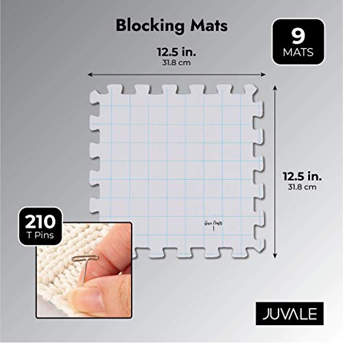 image for Juvale Blocking Mats for Knitting with 200 T-Pins and Storage Bag (12.