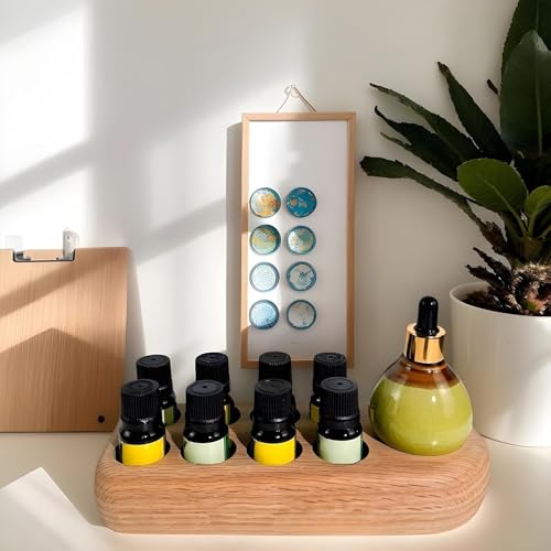 Organizador de esmaltes multi-ranura con base de madera compacta 6