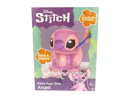 CyP Brands- Stitch, Figura de Escayola para Pintar, Angel, Manualidades para Niños, Incluye Pinturas y Pincel, Actividad Creativa, Licencia Oficial, R