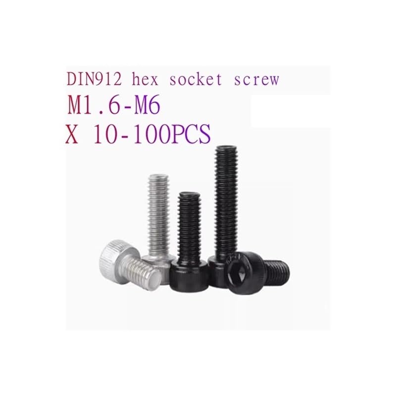 10/20/50/100 Uds DIN912 M2 .5 M3 M4 M5 M6 tornillos de cabeza hexagonal acero inoxidable longitud del perno: 35mm-50mm(50mm,M5 10pcs)