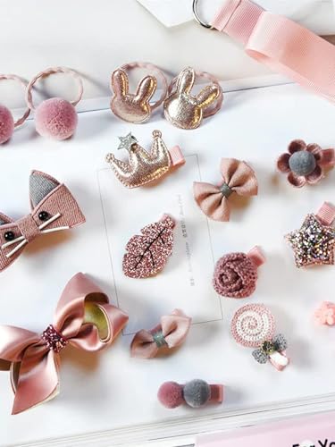 YouBella Hair Jewellery Clip Set for Baby Band for Girls (Pack of 18) (Pink) - Image 5