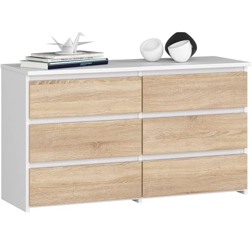 AKORD Commode CL-100 avec 6 Tiroirs | pour Salon, Chambre à Coucher, Armoire de Salon | Moderne | Panneau en stratifié de 16 mm | Meuble de Rangement |...