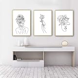 Ecyanlv Female Wall Art Line Drawing Girl Print Minimalist Wall Art Simple Fashion Poster Women Flow