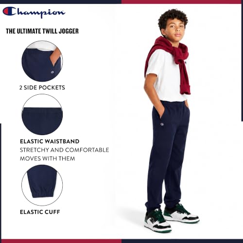 Champion Boys Regular Fit School Uniform Twill Jogger Pants Dark Navy - image 6