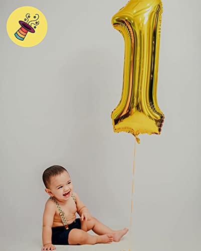 Image of Atpata Funky 1 Number Golden Foil Balloon 32 inch Size Birthday Decoration Items | Happy Birthday Decoration Kit | 1st Year Birthday Party Anniversary Wedding Decorations