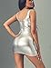 Zoestar Bodycon Faux Leather Dress Metallic Mini Dresses for Women