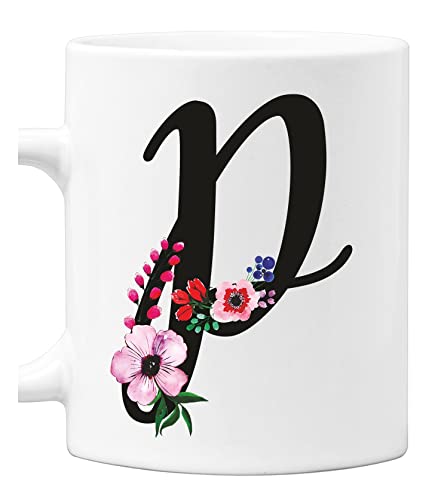 Colorfamily Tazza Mug con Iniziale Floreale