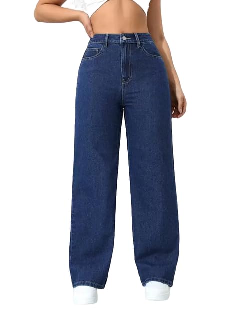 linaria High-Waist Wide Leg Jeans, Dark Blue, Regular Fit, Baggy Style-picture-17