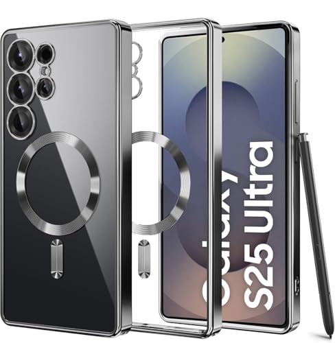 VONZEE Clear Logo Electroplating Transparent Case for Samsung Galaxy S25 Ultra 5G, Magnetic Plating [Support for MagSafe Charger] Electroplate TPU Cover - Black Deal