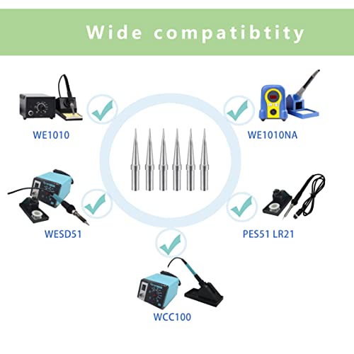 Image of Soldering Iron Tips Replacement Weller ETO Series for WE1010NA WE1010 WCC100 WES50 /51 WESD51 Soldering Station, PES51 LR21 Soldering Pen Soldering Tips (6)