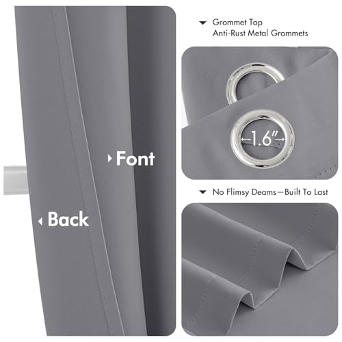 Image of MIULEE Blackout Curtains for Bedroom Living Room 2 Panels, Thermal Insulated Room Darkening Drapes Grommet Noise Reducing Light Blocking Window Treatments 84 Inches Long 40x84 Inch Light Gray
