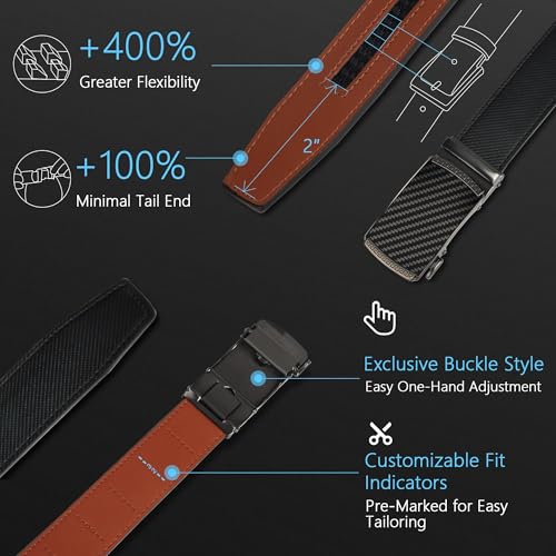 men39s ratchet leather belt - heavy duty adjustable dress amp casual belt