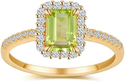 Natural Green Olivine/Yellow Crystal/White/Blue Topaz stone Engagement Rings for Women, Women's 925 Sterling Silver Wedding Band Engagement Promise Rings with 18K Gold Plated