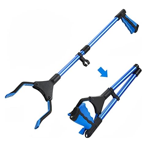 Litter Picker,81cm/32” Foldable Rubbish Picker with Magnetic Jaw, Aluminum Pick Up Stick Grabber with Rotating Anti-Slip Jaw for Disabled, Rubbish, Leaf Picker(Blue) Cover