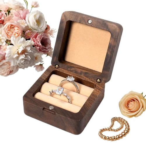 de de madera genérica para boda - de joyería - de madera doble compartimento para ceremonia | Regalo de ceremonia de viaje boda Promesa