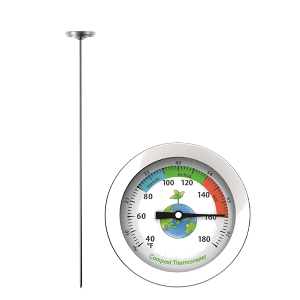 Aundhegrtt As Shown Soil Thermometer Tester Temperature Measuring Probe Stainless Steel 50Cm Compost