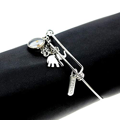 Image of Stainless Steel I Love Mom Bangle Mustard Seed Expandable Family Cuff Bracelet Mother's Day Gifts Y743