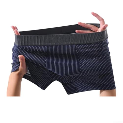 ReachMall Boxer respirant à rayures pour homme en soie glacée, doux et confortable (XXXL bleu)