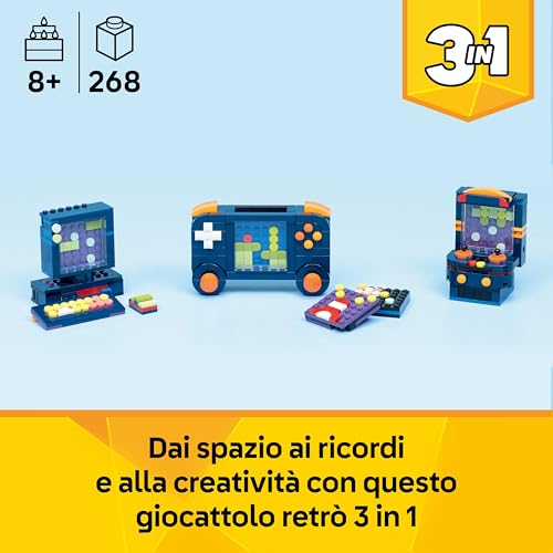 Creator 3 in 1 Console di Gioco Retrò - Giocattolo Trasformabile in Cabinato Arcade o Computer con Tastiera e Mouse - Idea Regalo per Gamer, Bambini e Bambine da 8 Anni in su - 31380 - Lego - Immagine 1