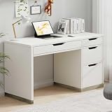 MaverickFurni White Desk with Drawers, 48 Inch Small Computer Desk