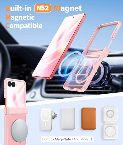 Image of FNTCASE for Samsung-Galaxy Z Flip 8 Matte Case with Hinge Protection | Compatible with Magsafe, Screen Protector, Military Grade Drop Shockproof Protective, Magnetic Translucent Phone Case
