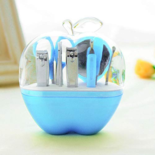 Kinshops Apple Manicure Nail Clipper Set Nail Clipper Manicure Set Of 9 Nail Clipper Scissors Travel Kit Cute Nail Cutter,Blue