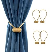 Embrasses à Rideaux Magnétiques - Lot De 4, Cordes Avec Boules Aimantées, Longueur 40 Cm, Orange
