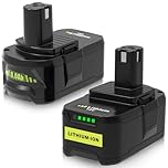 TOPBATT 2 X 18V 8000mAh compatible for Ryobi 8.0Ah Battery RB18L13, RB18L15, RB18L20, RB18L25, RB1840X, RB1840T, RB18L50