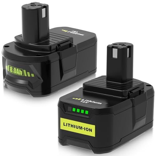 TOPBATT 2 X 8000mAh Batterie Compatible pour Ryobi Batterie 18V RB18L13, RB18L15, RB18L20, RB18L25, RB1840X, RB1840T, RB18L50 Batterie
