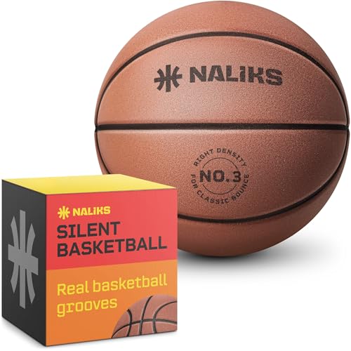 NALIKS Silent Basketball Size 3, 22” – Airless Indoor Basketball | Gift Box Included, Pro PU Foam Basket Ball, for Quiet Dribbling Indoor, Real Grooves by NALIKS - Used condition - US$8.37