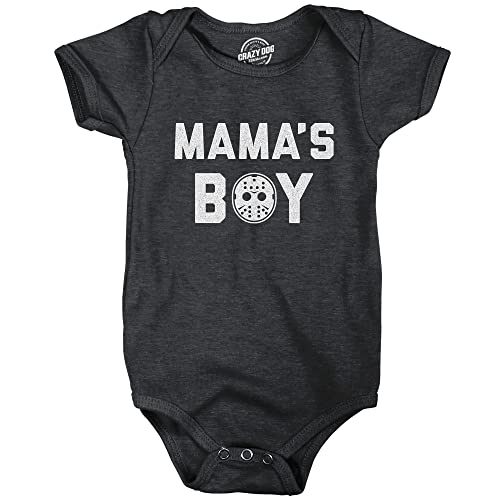 Crazy Dog T-Shirts Mama's Boy Baby Bodysuit Funny Halloween Horror Movie Hockey Mask Graphic Jumper