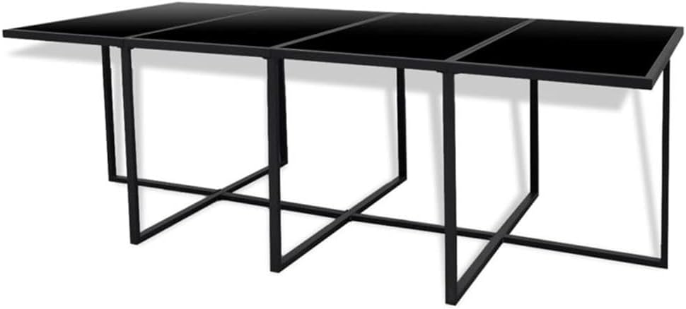 BOWERY HILL Contemporary 13-Piece Poly Rattan Garden Dining Set, Black Finish, Includes Rectangular Table, 8 Chairs, 4 Stools, Cushions, 12-Person Capacity, Powder-Coated Frame for Patio or Outdoor