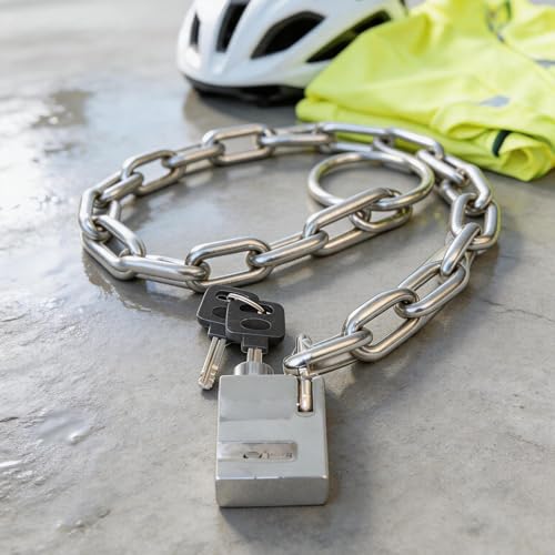 Protecteur de cadenas verrouillable avec chaîne haute résistance antirouille - 4