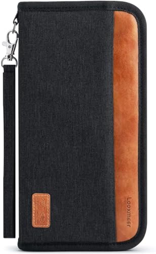 Pochette Passeport Familial avec Blocage RFID, Portefeuille et Étui de Voyage Portable, Porte Passeport Organisateur Grande Capacité pour Cartes de Crédit, Porte Document de Voyage pour Homme Femme