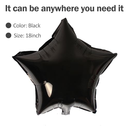 Image of MEETINGU Black Star Balloons, Foil Mylar Balloons for Birthday Party Wedding ngagement Party Celebration Holiday Show Party Decorations(10psc,18 Inch)