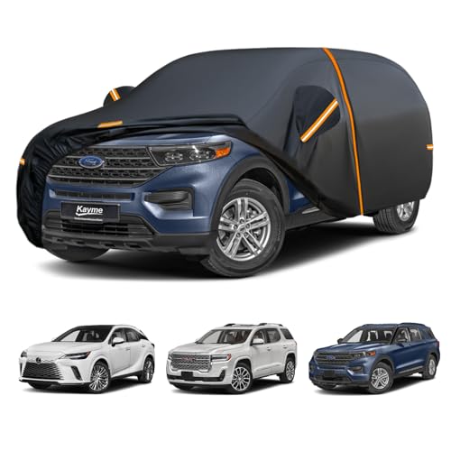 Kayme SUV Car Cover Custom Fit for Ford Explorer,GMC Acadia, Lexus RX350 350 300 330 350L,Outdoor Waterproof All Weather Full Exterior Cover Rain Sun