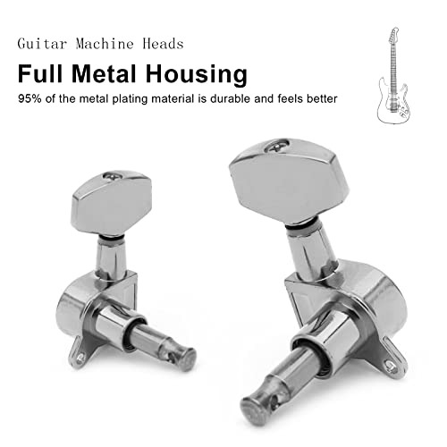 Saphue 6 Pieces 6R Guitar Tuner Pegs,Big Square Sealed Guitar Tuning Pegs Tuners Machine Heads,For Acoustic Or Electric Guitar (Chrome) #TOP2