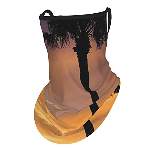 Preisvergleich Produktbild Palm Tree Decor Palmtrees Twilight In Tropical Environment Natural Beauty At Sunset Scene Yellow Blackear Hangers Uv Protection Neck Gaiter Scarf, Outdoor Headband For Fishing Cycling Hiking