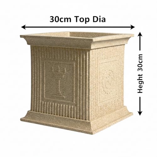 Image of Harshdeep Tulsi Pot for Home - Indoor Outdoor Balcony Terrace Garden Decorative 12 Inch Durable Lightweight UV Resistant Roto Planter (Cream Stone)