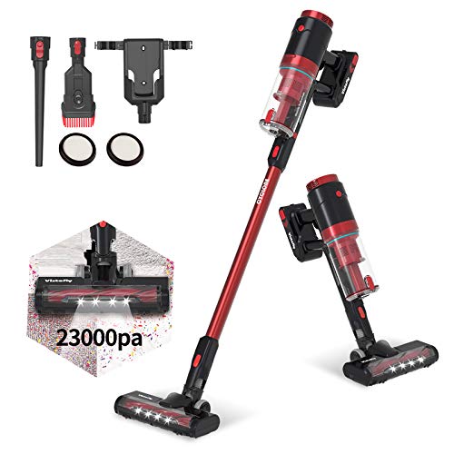 Akku Staubsauger, Kabelloser Staubsauger mit 250W Bürstenlosen Motor, Bis zu 50 Min, Wandhalterung, Besonders Leiser Handstaubsauger mit