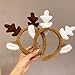 Litwlly Deer Antlers Headband Fashion Reindeer Ear Hairband Realistic Antlers Cosplay Costume for Christmas Halloween (White)