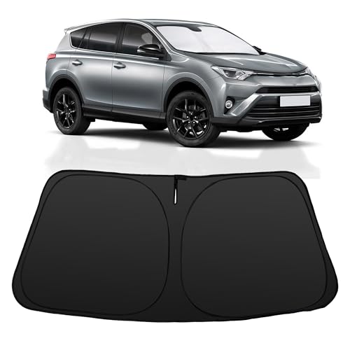 Image of Windshield Sun Shade for 2013-2018 Toyota RAV4 | Foldable, Full covered for windshield, Block UV Rays, Heat Reduction, Easy to install, Keeps Car Cooler