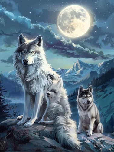 Diamond art adulte loup pour décorer votre salon avec élégance
