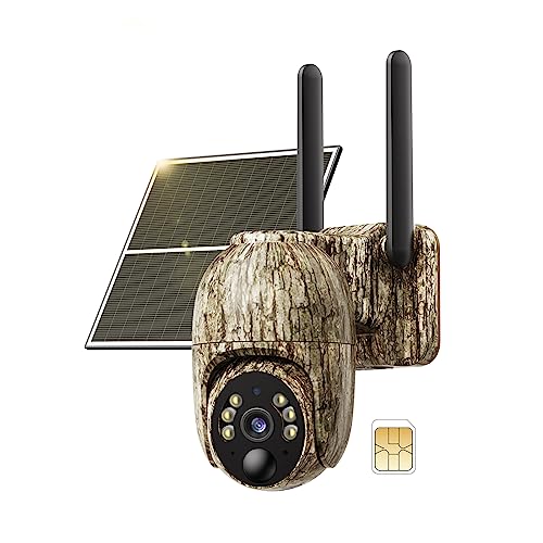 Oculview Cellular Trail Camera 3rd Generation 4G LTE with Solar Panel, Live Video Game Camera Include SIM Card with 360° Pan Tilt, Motion Activated, 2K Color Night Vision, No Wi-Fi, IP65 for Wildlife