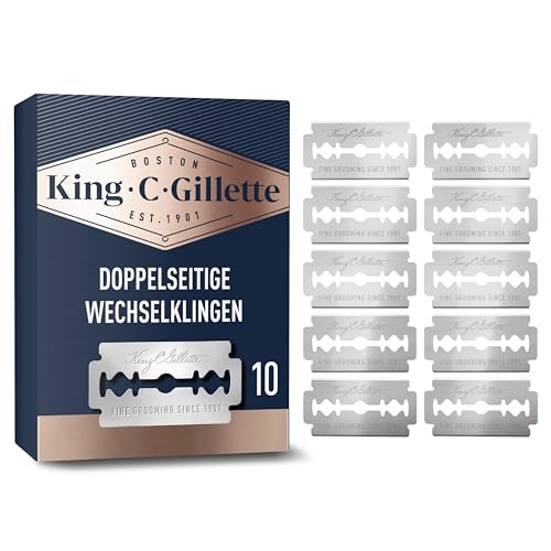 King C. Gillette Double Edge Safety Razor Blades; Doppelklingen für Rasierhobel für Männer, 10 Rasierklingen, Gillette's beste platinbeschichtete Klingen aus Edelstahl