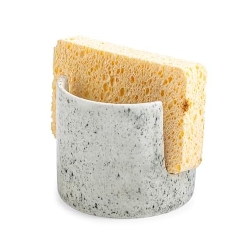 Kitchen Sink Sponge Holder, Dish Sponge Rack Ceramic Brush Holder Farmhouse Kitchen Dish Rack for Brush, Scrubbers, Bathroom, Sink, Speckled Glaze Speckled Glaze Cylindrical