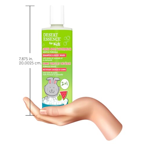 Image of Desert Essence Kids 2-in-1 Shampoo & Body Wash 12.0 fl oz - Vegan, Gluten-Free. Cruelty-Free - Leaves Hair & Skin Nourished - Gentle Formula (Green Apple)