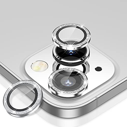 Hoerrye 3 PCS Camera Lens Protector for iPhone 13 and iPhone 13 Mini,Ultra Clear HD Tempered Glass,Aluminum Alloy Lens Screen Ring Cover Film [Anti Scratch][Night Circle] - Bling